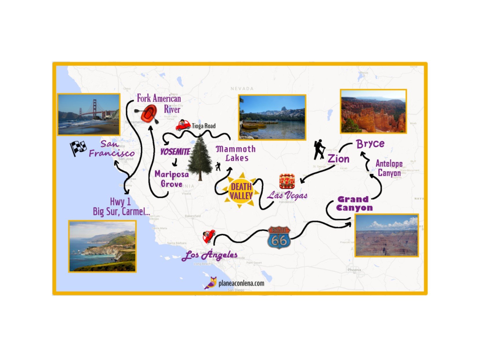 Itinerario 3 semanas de road trip por la Costa Oeste de EEUU